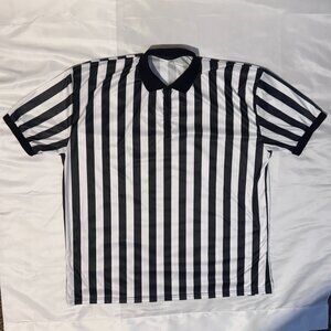 Sportwear Pro Style Referee Black White Stripe Quarter Zip Polo Jersey Shirt 3XL